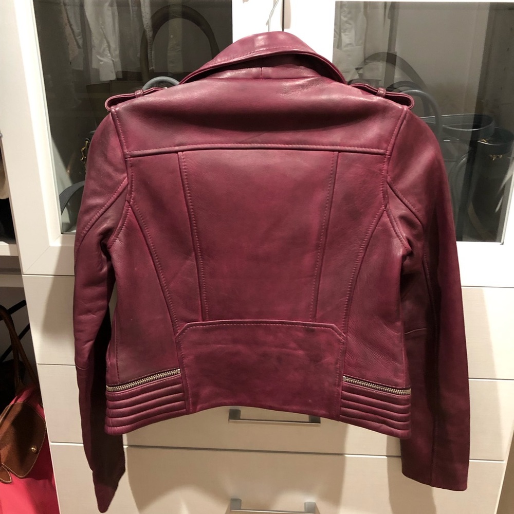 ❤️‍🔥FLASH SALE❤️‍🔥 Auth MAJE Red Real Leather Jacket New Size 36 - Picture 7 of 8